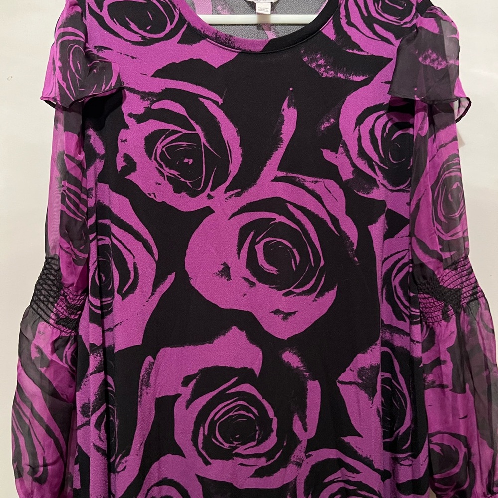 Cato Black and Purple Floral Top